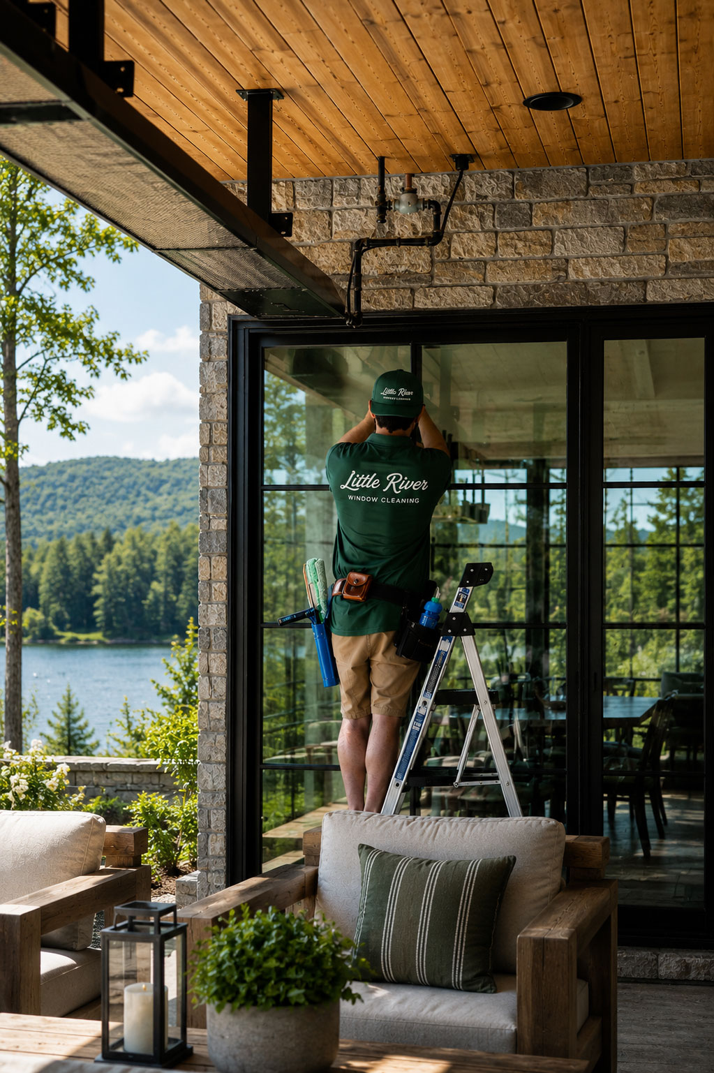 Hard water stain removal restoring clear glass on a window